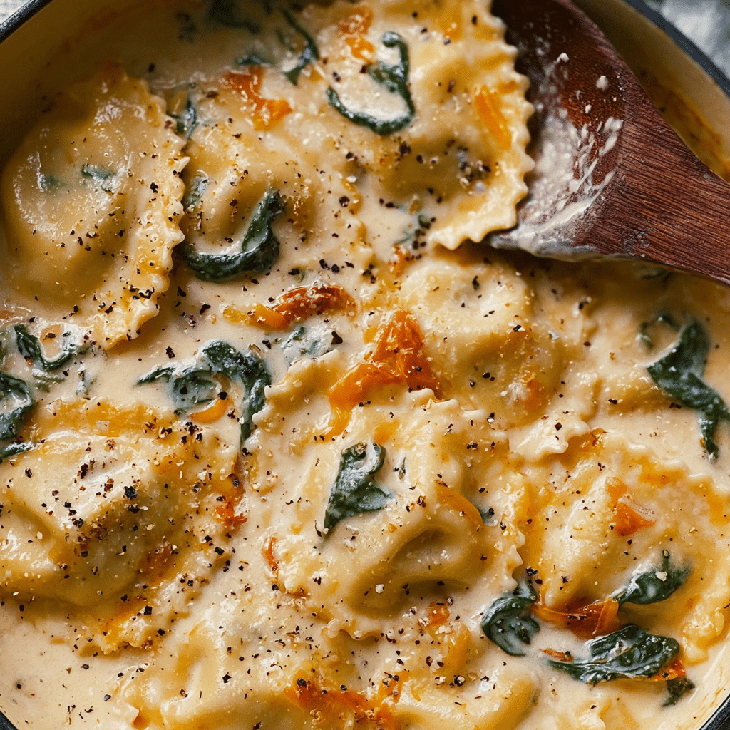 Creamy Tuscan Ravioli Soup : Comfort in Every Spoonful Recipe - Recipe Image