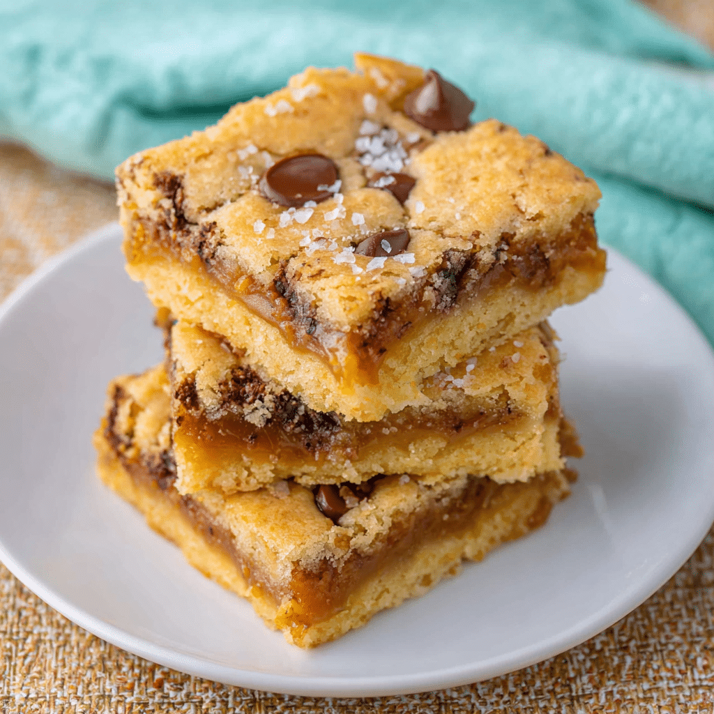Salted Caramel Chocolate Chip Cookie Bars Recipe - Recipe Image