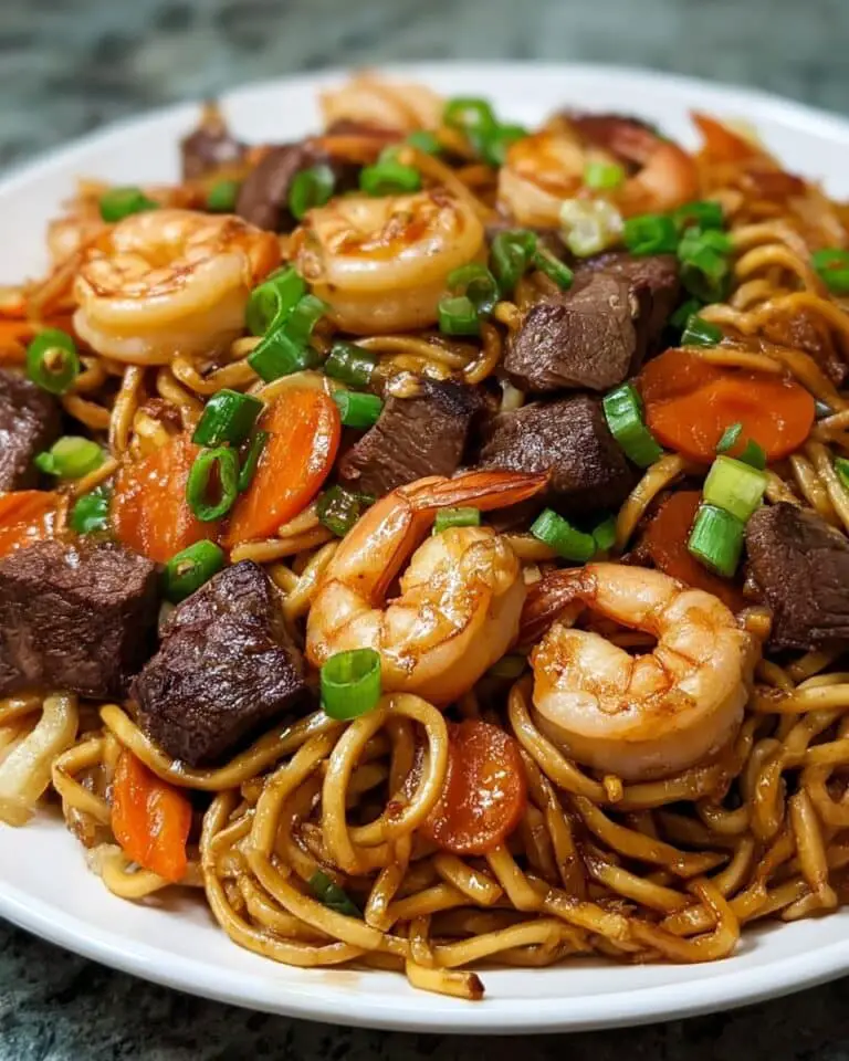 steak shrimp noodles: a savory quick dinner recipe! Recipe