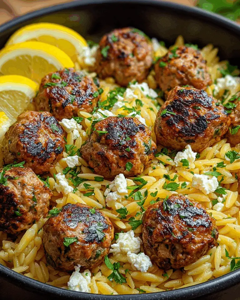 Greek Chicken Meatballs with Lemon Orzo Recipe