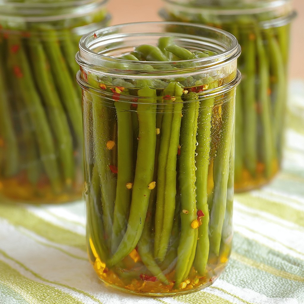 SPICY GARLIC CANNED PICKLED BEANS Recipe - Recipe Image