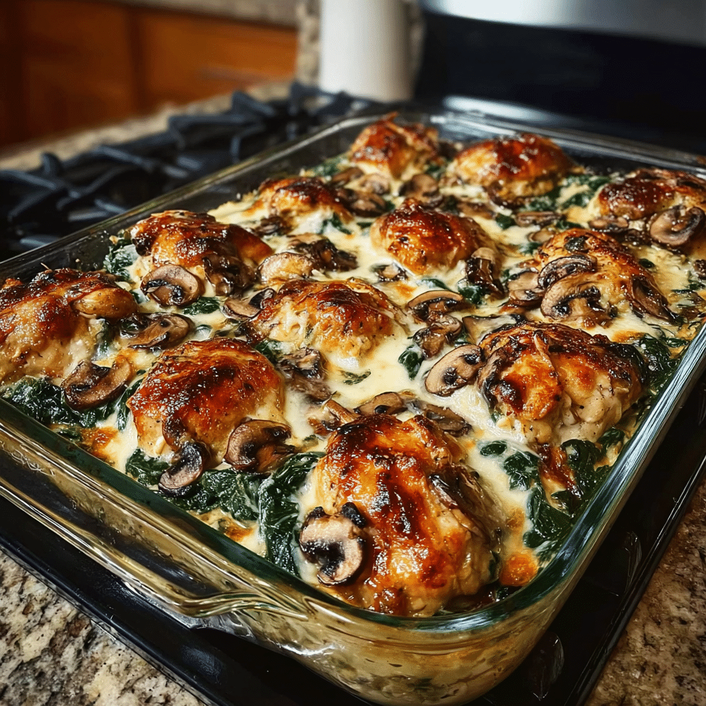 CHICKEN SPINACH AND MUSHROOM LOW CARB OVEN DISH Recipe - Recipe Image