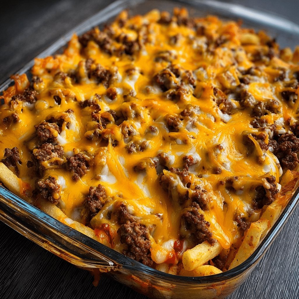 Cheeseburger French Fry Casserole Recipe - Recipe Image
