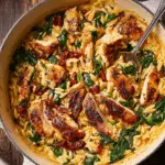 CREAMY SUN-DRIED TOMATO CHICKEN ORZO Recipe
