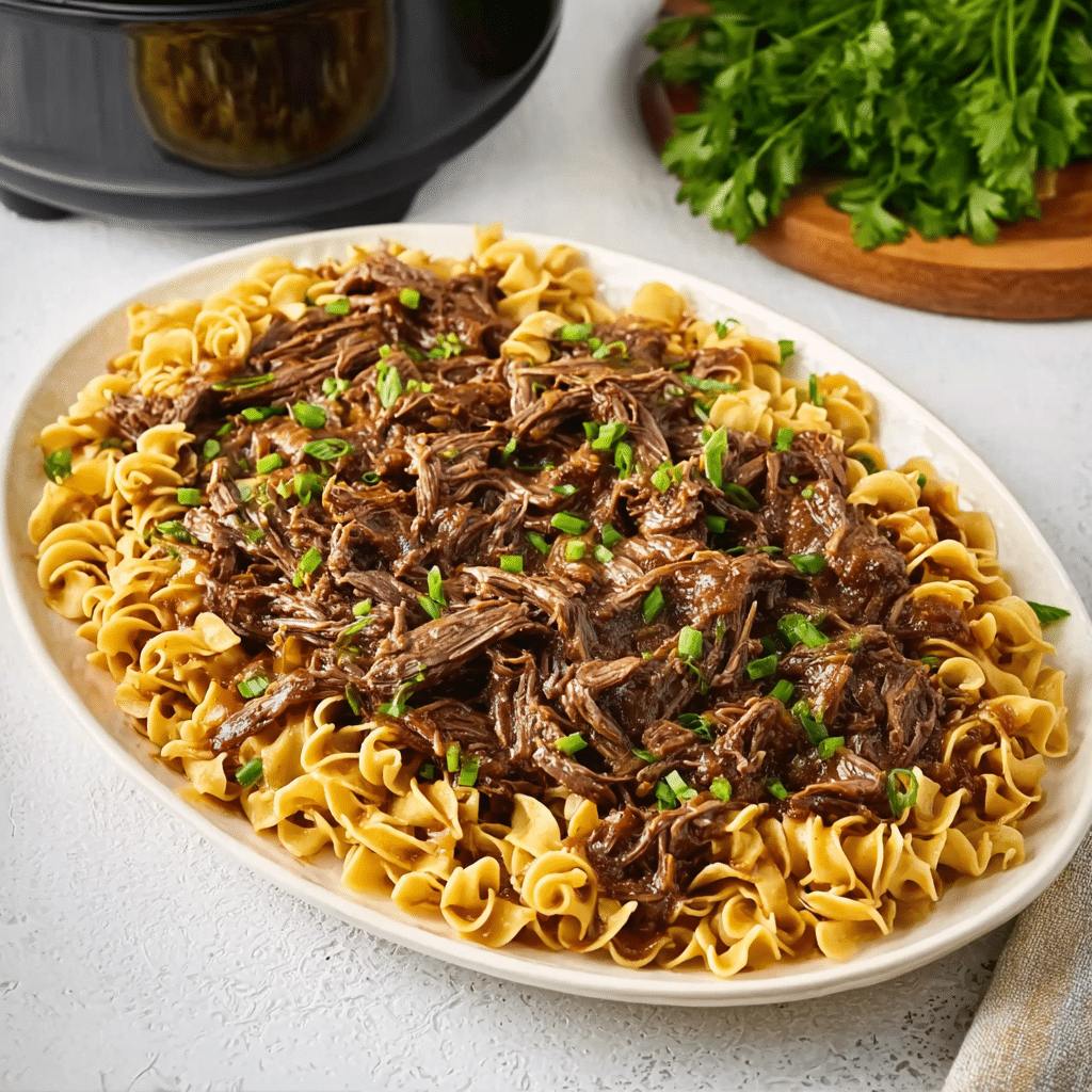 Slow Cooker Beef and Noodles Recipe - Recipe Image