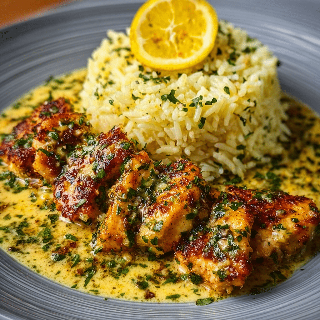 Chicken Scampi with Garlic Parmesan Rice Recipe - Recipe Image