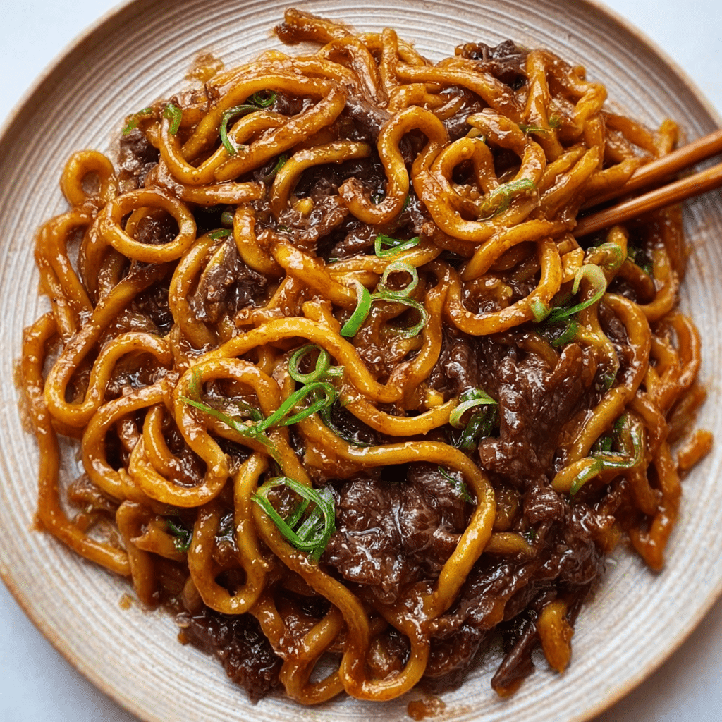 Quick and Flavorful Beef Black Pepper Udon Recipe - Recipe Image