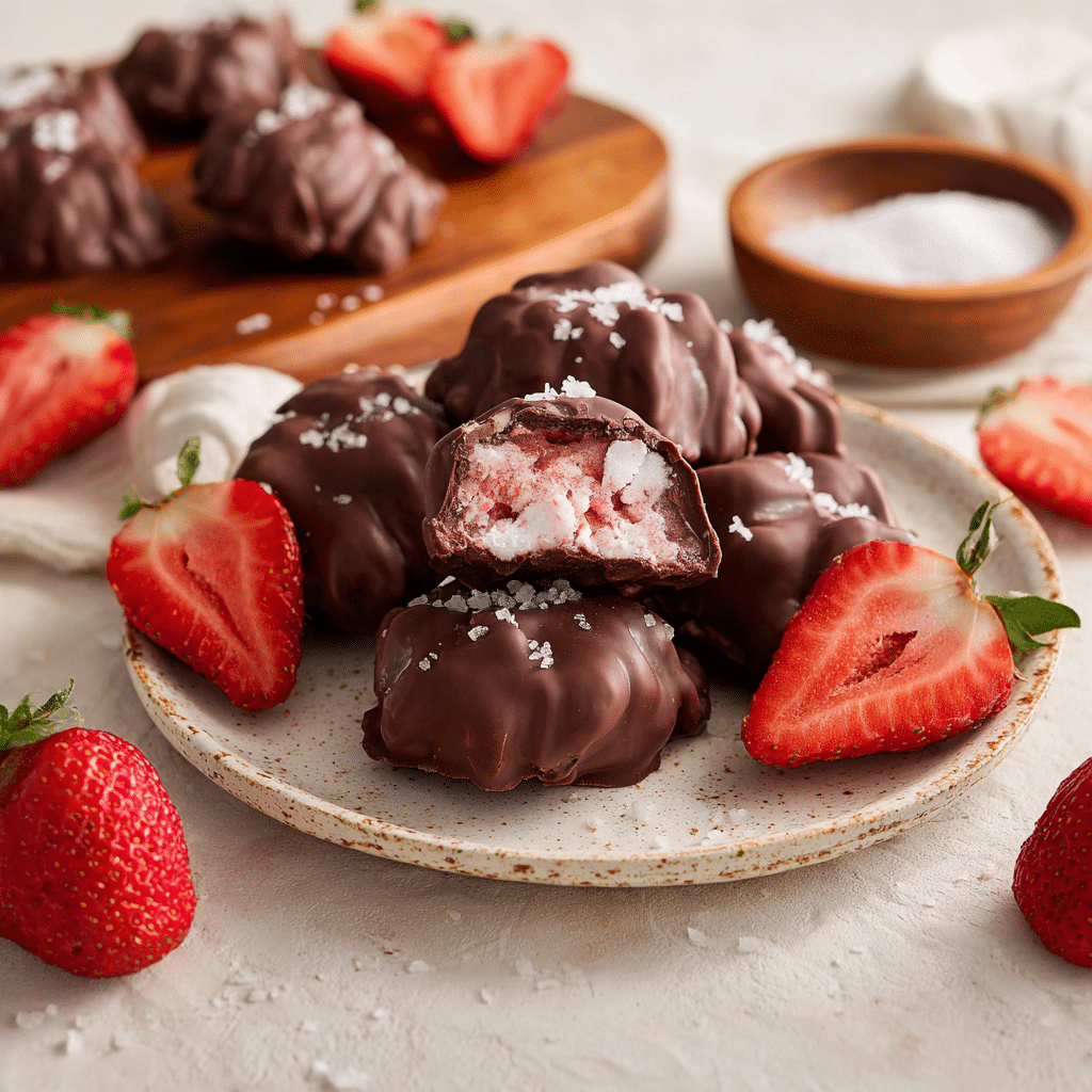 Chocolate Strawberry Frozen Yogurt Bites Recipe - Recipe Image