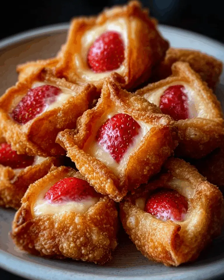 Deep-fried strawberry cheesecake stuffed wonton bites Recipe