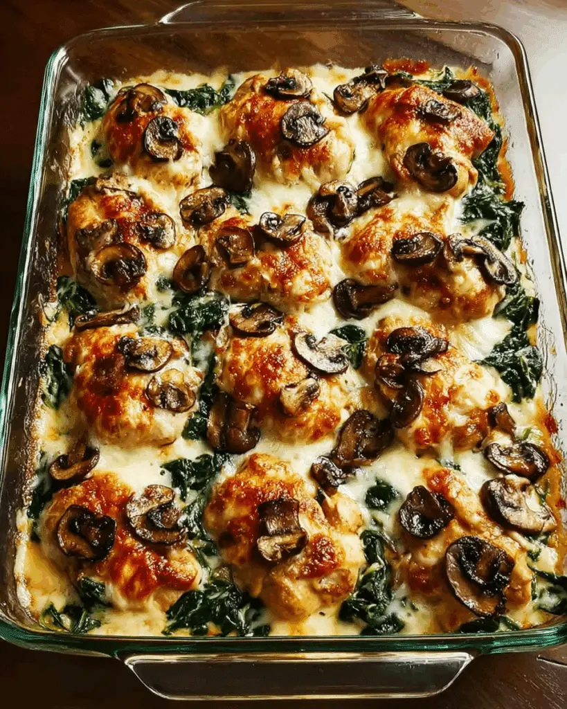 CHICKEN SPINACH AND MUSHROOM LOW CARB OVEN DISH Recipe