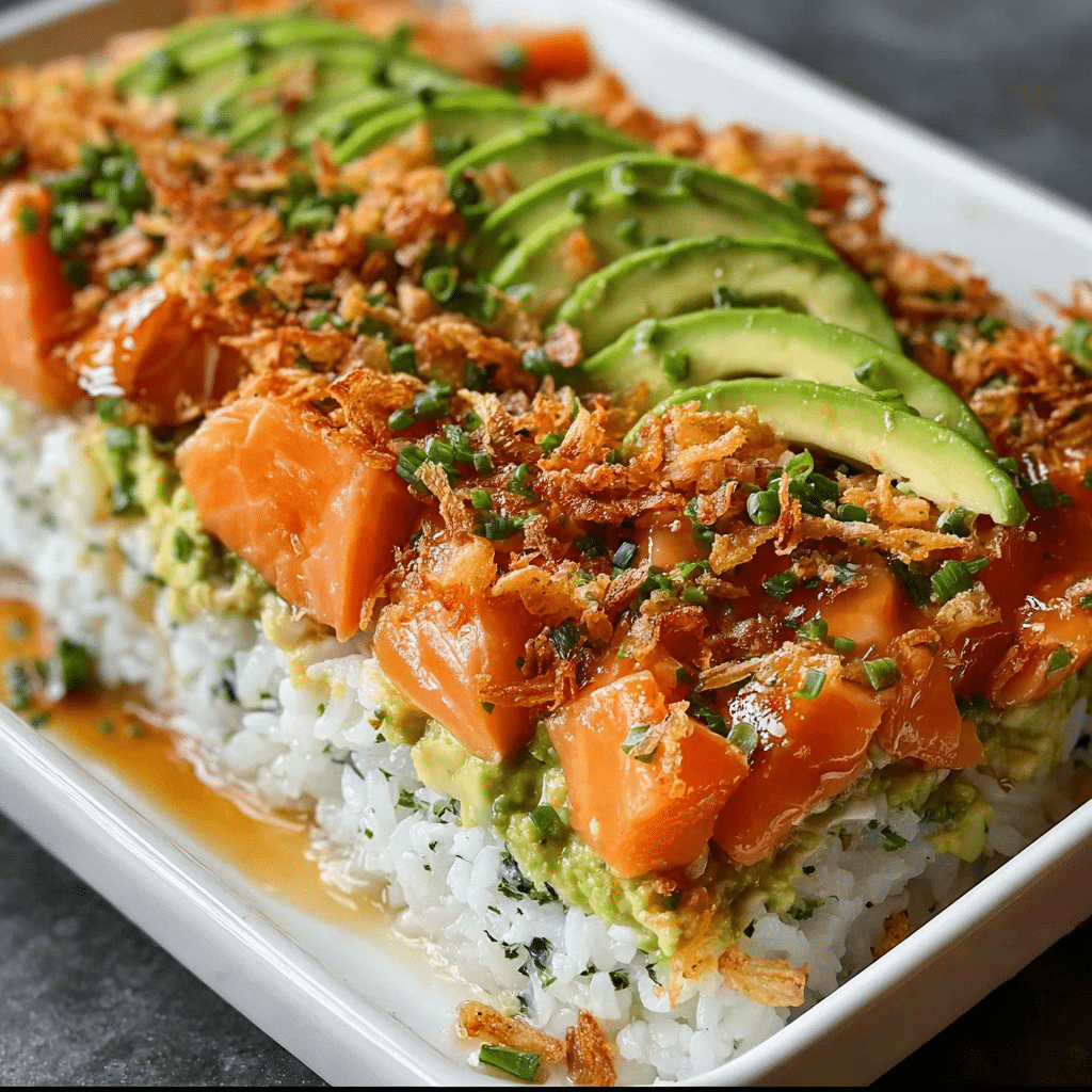 TERIYAKI SALMON SUSHI BAKE FOR TWO Recipe - Recipe Image