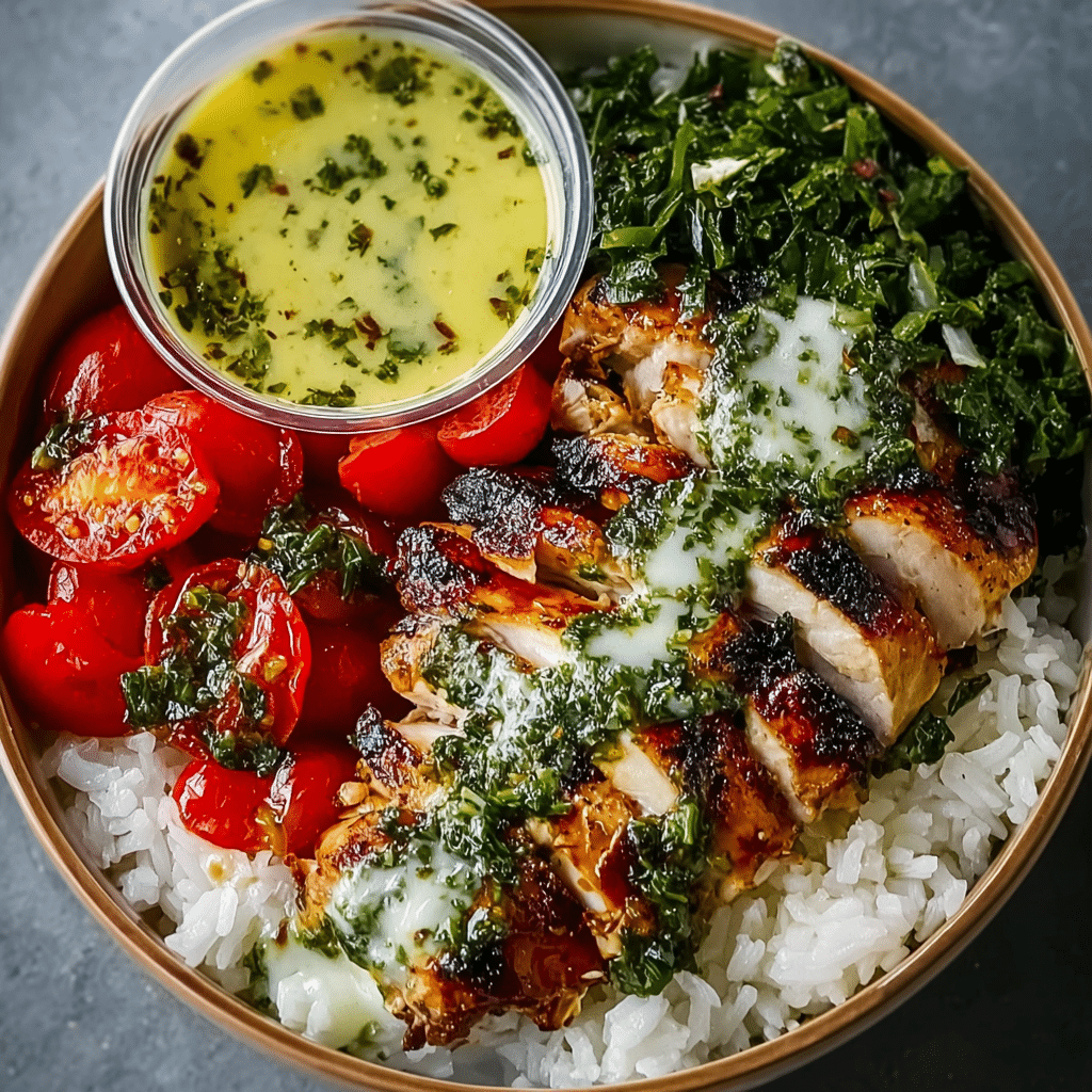 Chimichurri Grilled Chicken Bowl with Garlic Sauce Recipe - Recipe Image