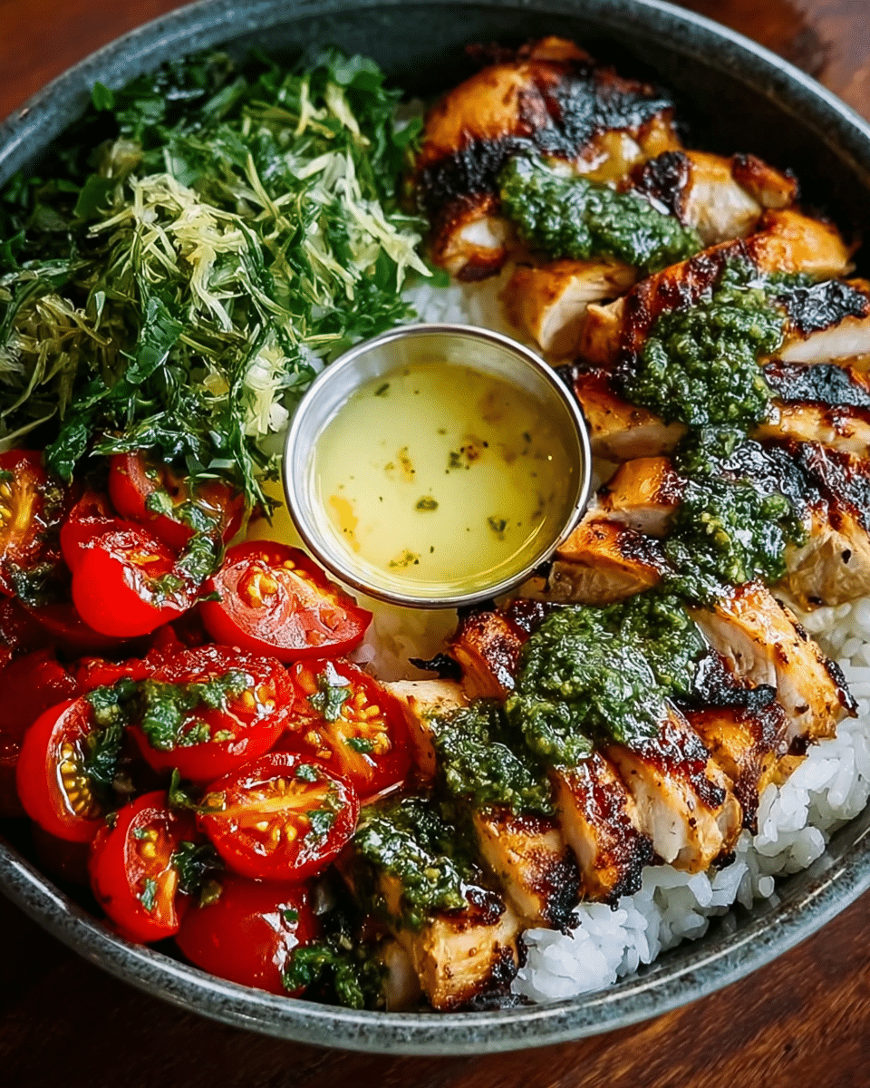 Chimichurri Grilled Chicken Bowl with Garlic Sauce Recipe
