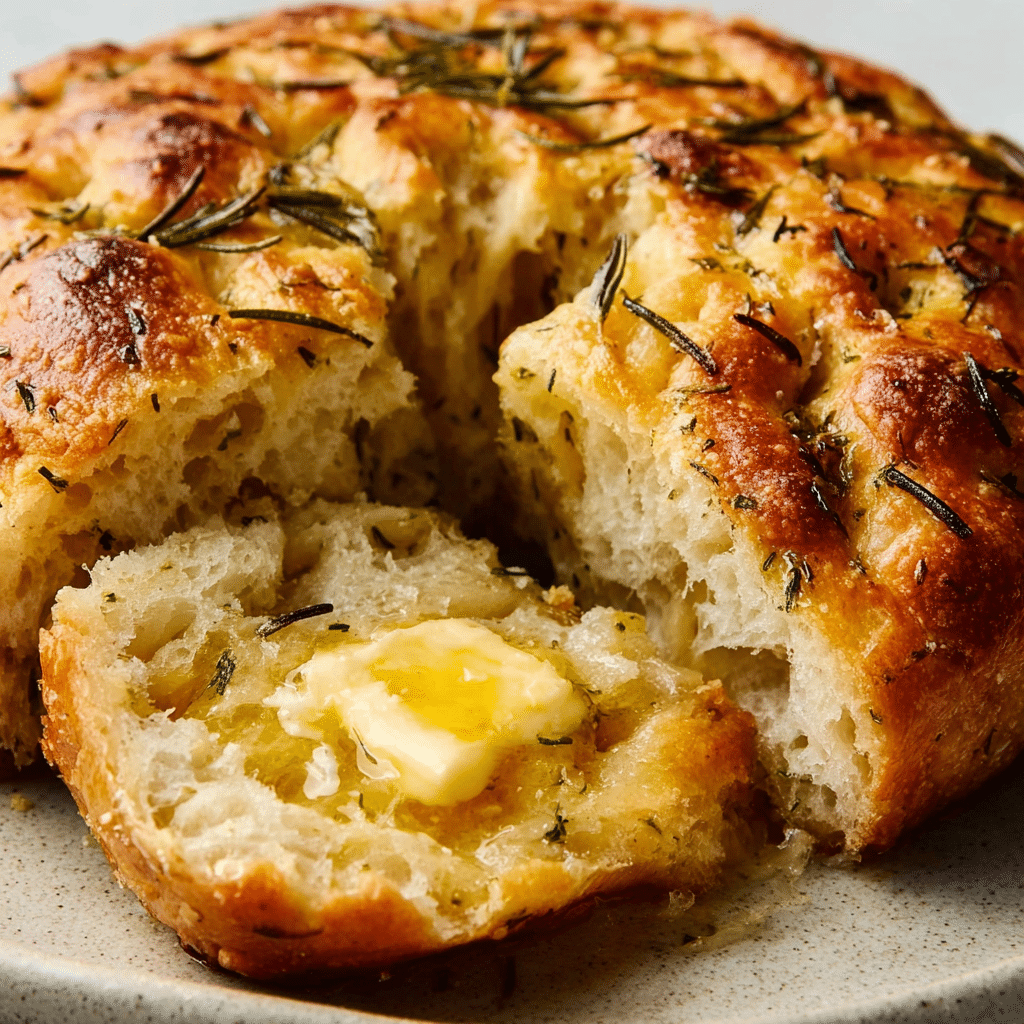 Rustic Garlic Rosemary Skillet Bread Recipe - Recipe Image