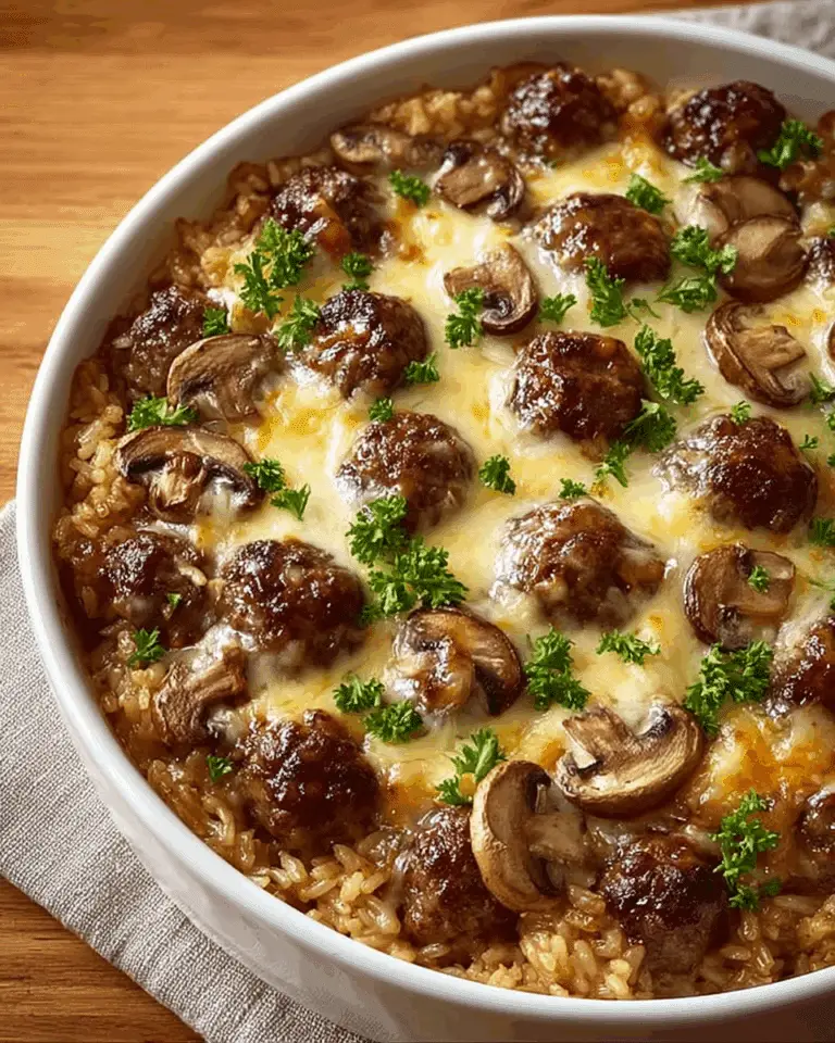 Creamy Beef & Mushroom Rice Bake Recipe