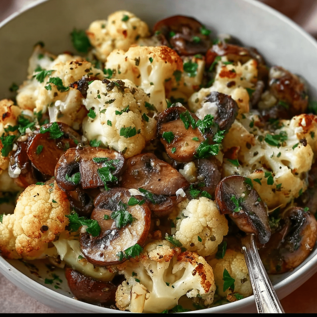 Garlic Cauliflower and Mushrooms Recipe - Recipe Image