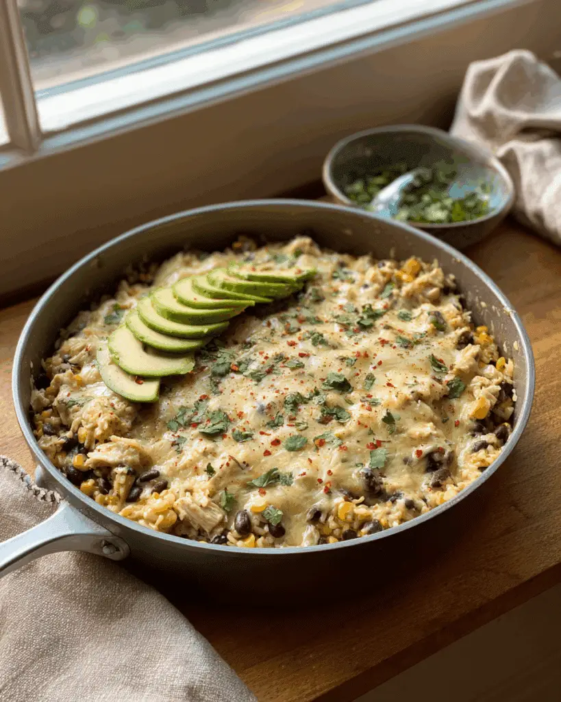 SALSA VERDE CHICKEN & RICE SKILLET Recipe