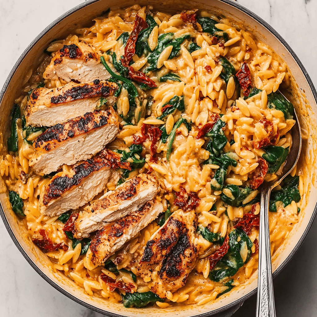 CREAMY SUN-DRIED TOMATO CHICKEN ORZO Recipe - Recipe Image
