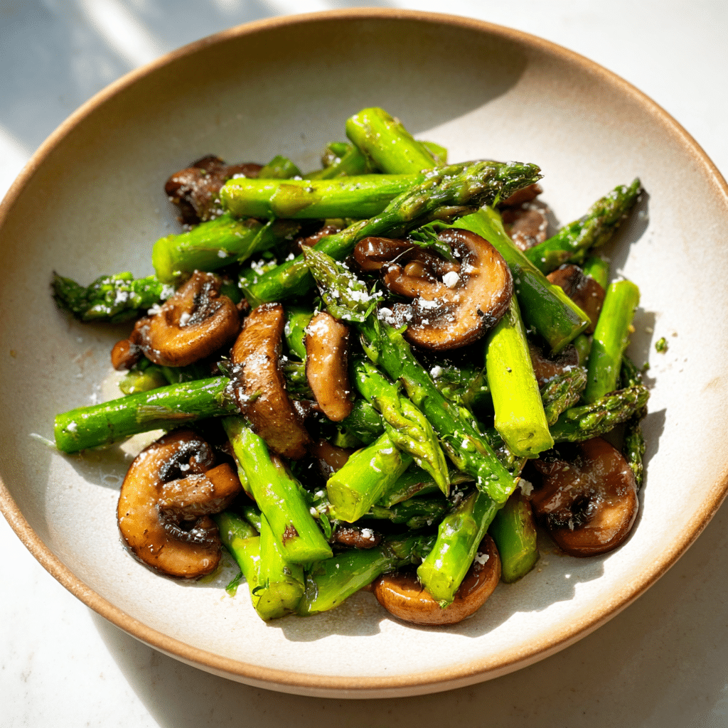 Sautéed Asparagus and Mushrooms Recipe - Recipe Image