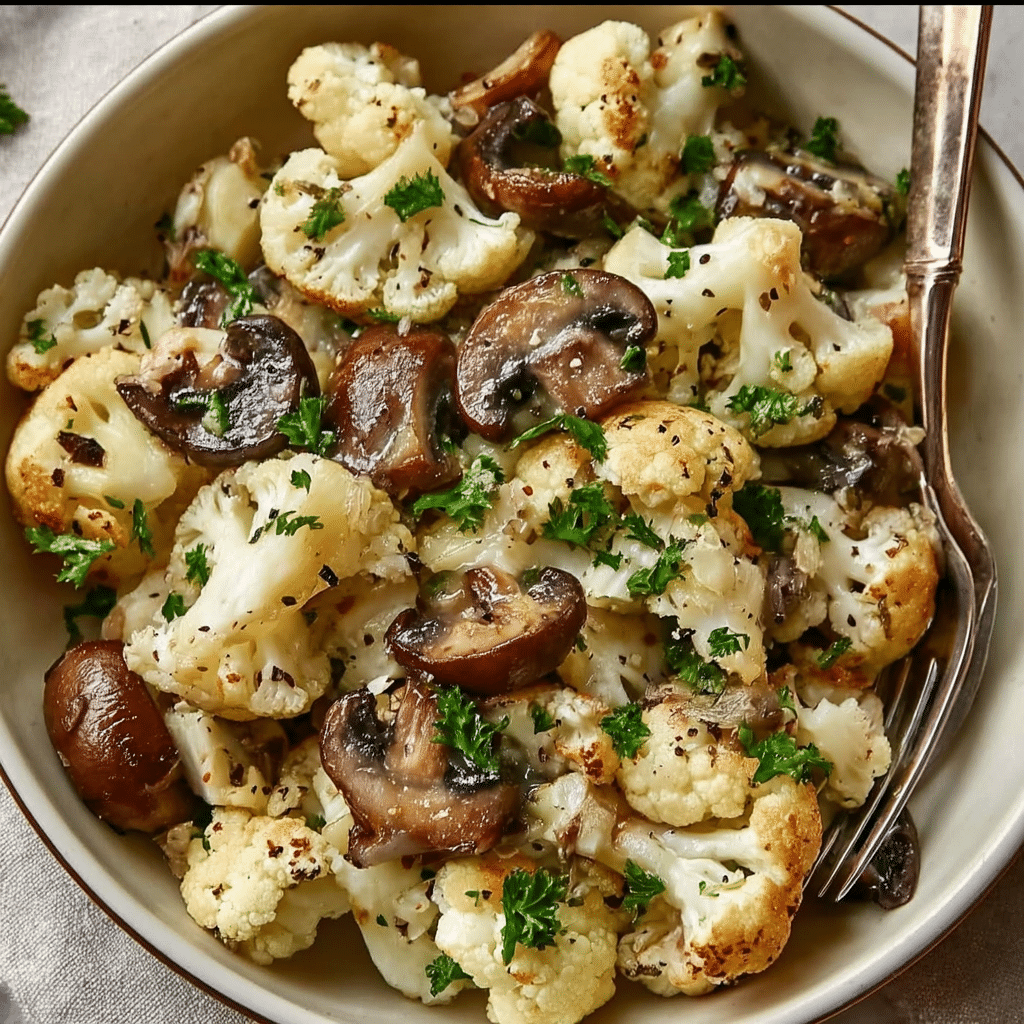 Garlic Cauliflower and Mushrooms Recipe - Recipe Image