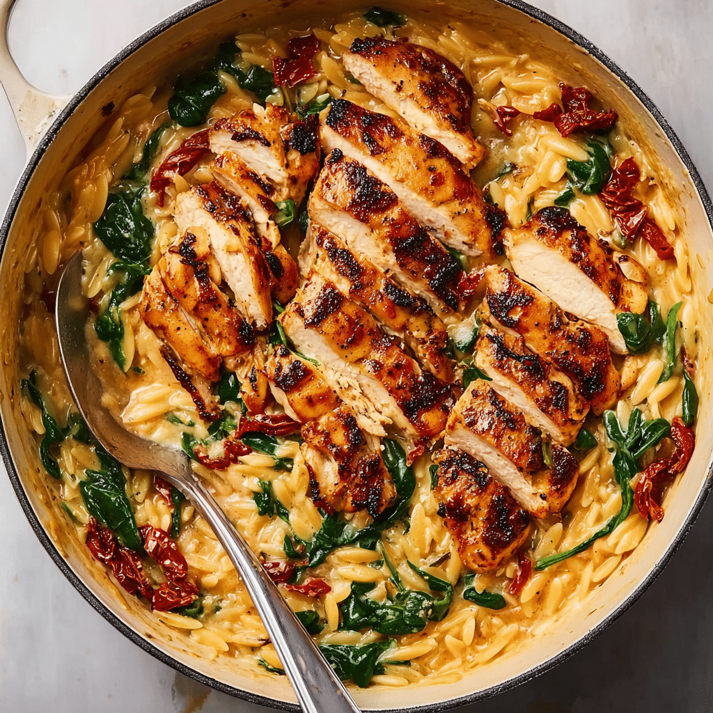 CREAMY SUN-DRIED TOMATO CHICKEN ORZO Recipe - Recipe Image