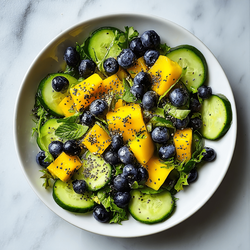mango cucumber salad with blueberries and avocado Recipe - Recipe Image