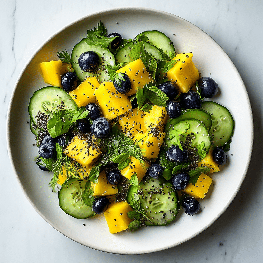 mango cucumber salad with blueberries and avocado Recipe - Recipe Image