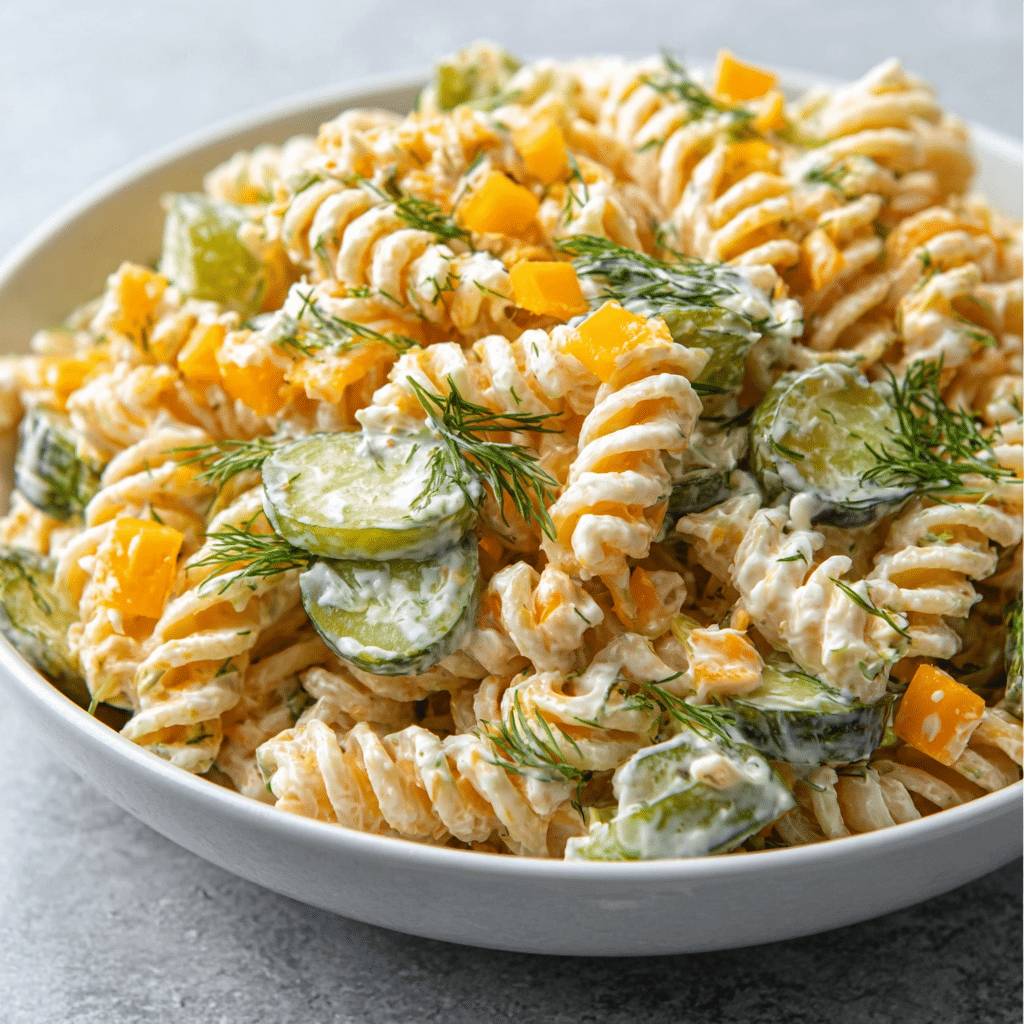 The BEST Dill Pickle Pasta Salad Recipe - Recipe Image