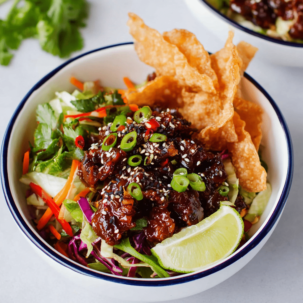 Amazing Teriyaki Chicken Wonton Taco Bowls in 30 Recipe - Recipe Image