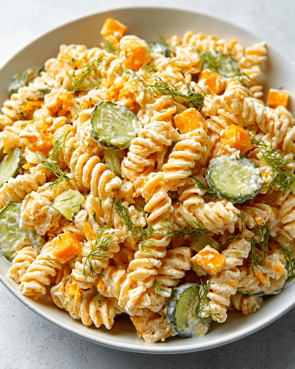The BEST Dill Pickle Pasta Salad Recipe