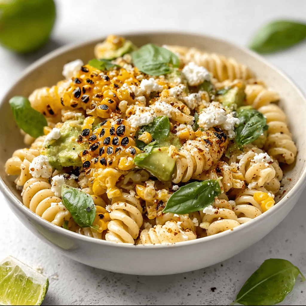 Easy Creamy Street Corn Pasta Salad Recipe - Recipe Image