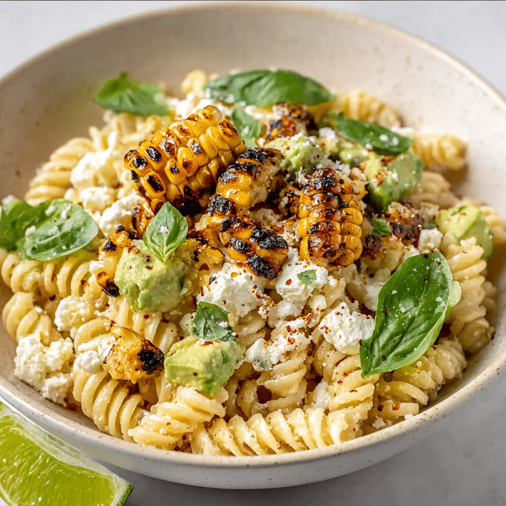 Easy Creamy Street Corn Pasta Salad Recipe - Recipe Image