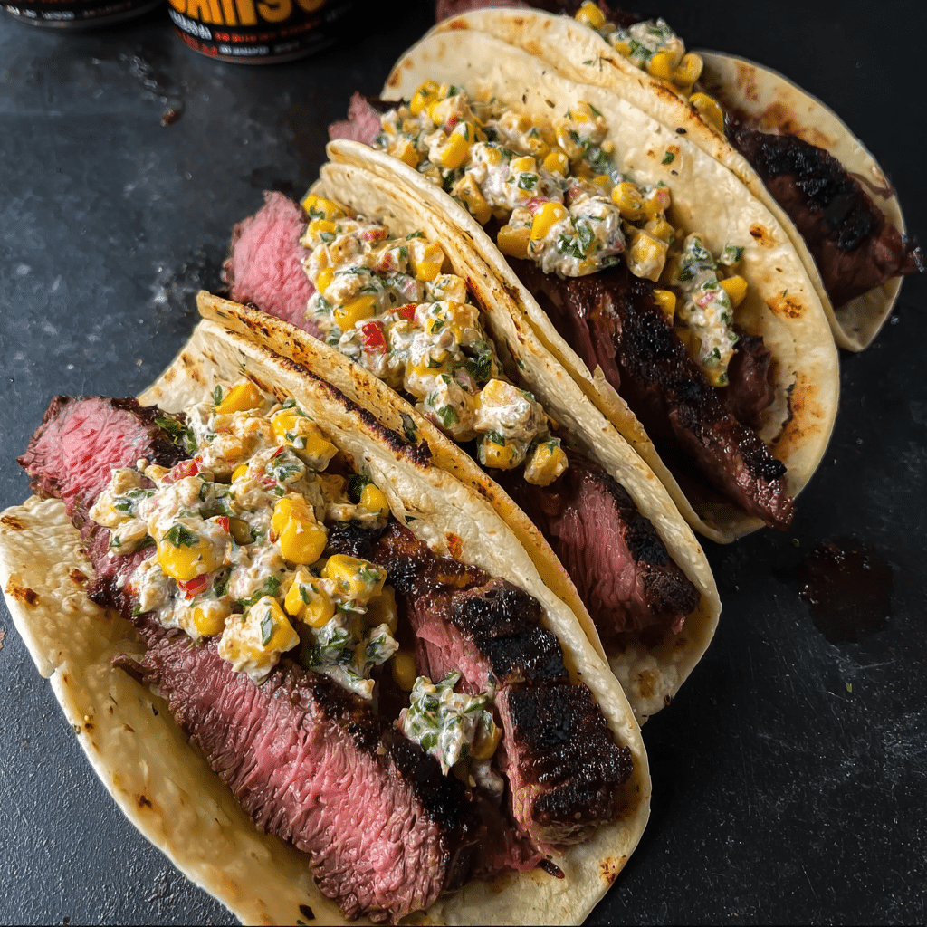 Grilled Elote Steak Tacos Recipe - Recipe Image