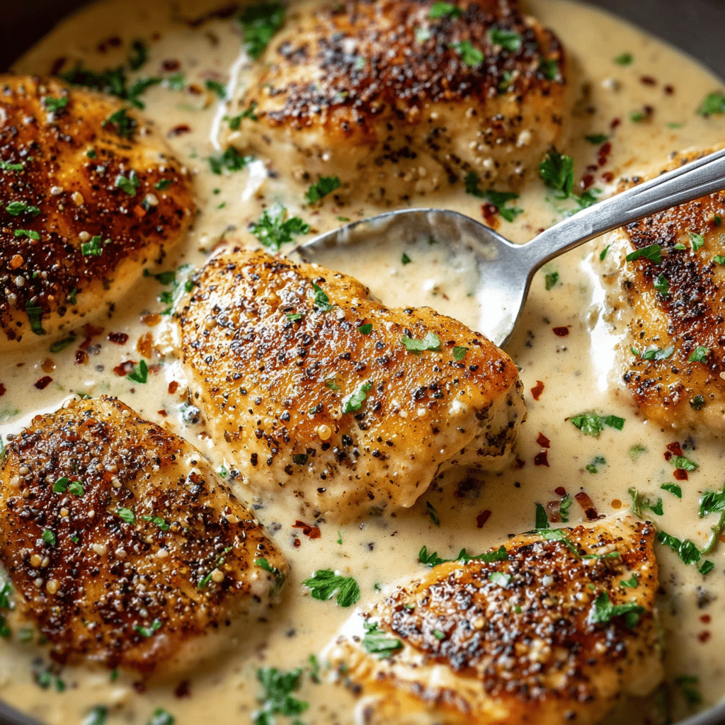 Parmesan Crusted Chicken with Creamy Garlic Sauce Recipe - Recipe Image