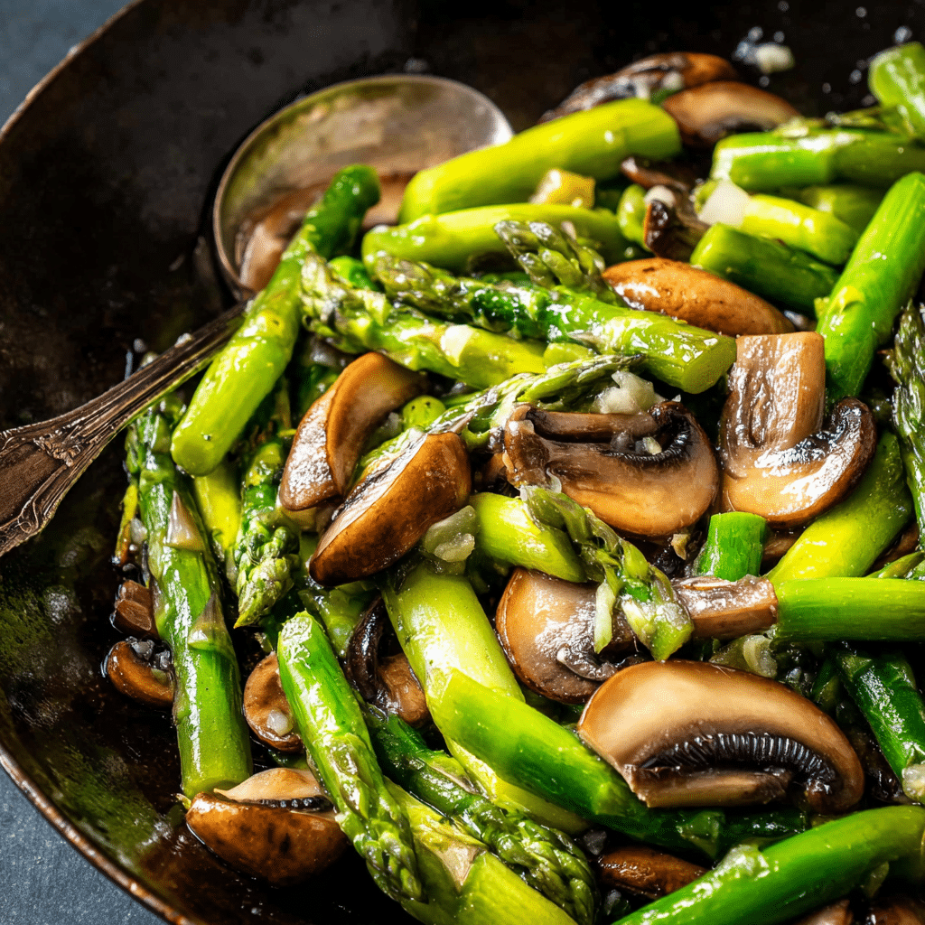 Sautéed Asparagus and Mushrooms Recipe - Recipe Image