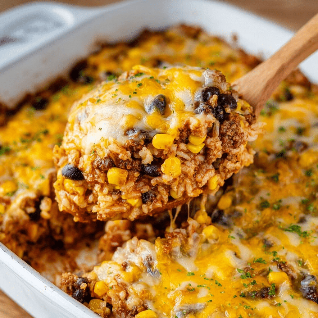 Mexican Beef and Rice Casserole Recipe - Recipe Image