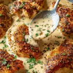 Parmesan Crusted Chicken with Creamy Garlic Sauce Recipe