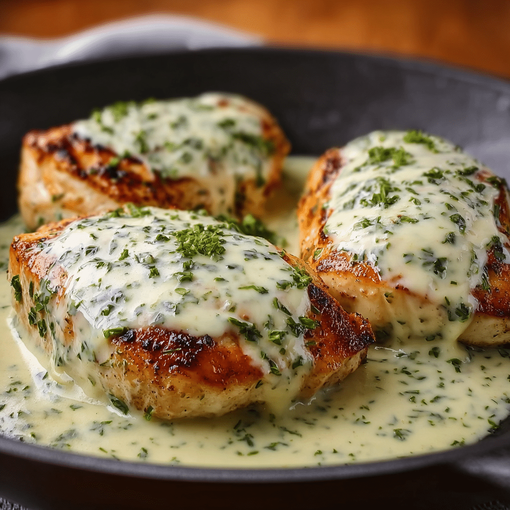 MOZZARELLA CHICKEN IN BASIL CREAM SAUCE Recipe - Recipe Image