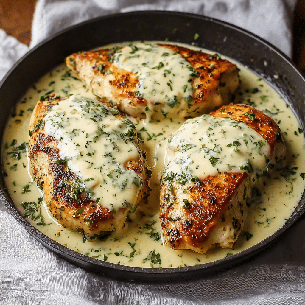 MOZZARELLA CHICKEN IN BASIL CREAM SAUCE Recipe - Recipe Image