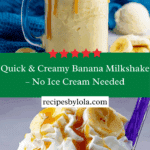 Quick Banana Milkshake (Ice Cream Free) Recipe