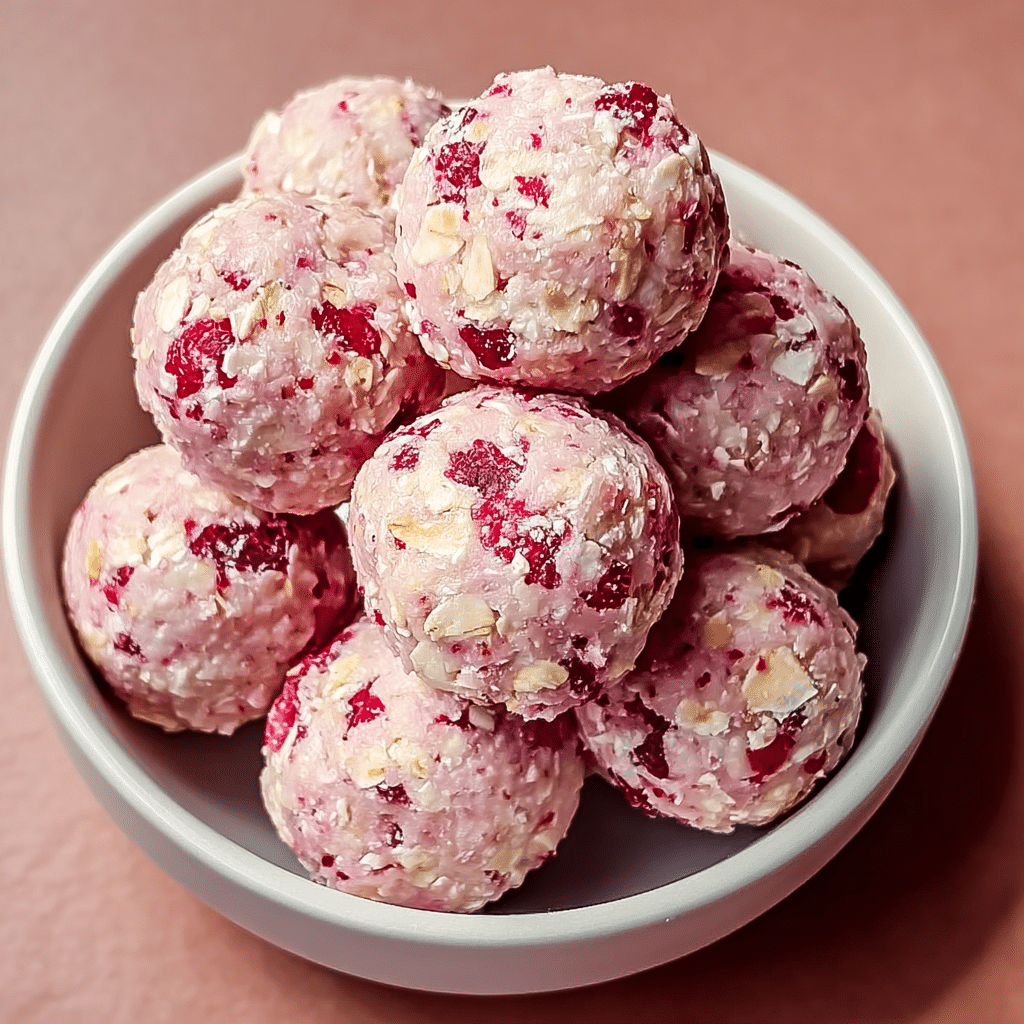 Healthy Strawberry Cheesecake Protein Balls Recipe - Recipe Image