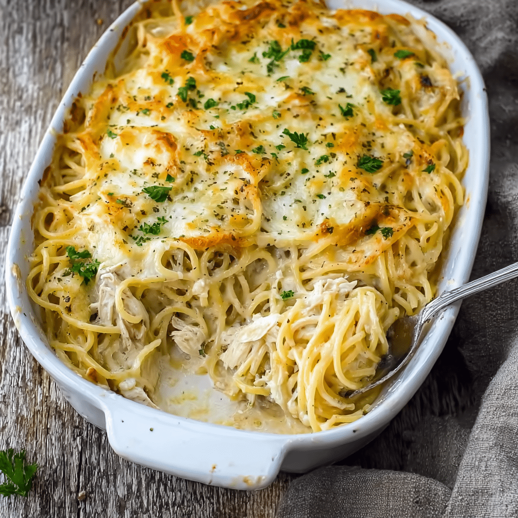 Cheesy Chicken Spaghetti Casserole Recipe - Recipe Image