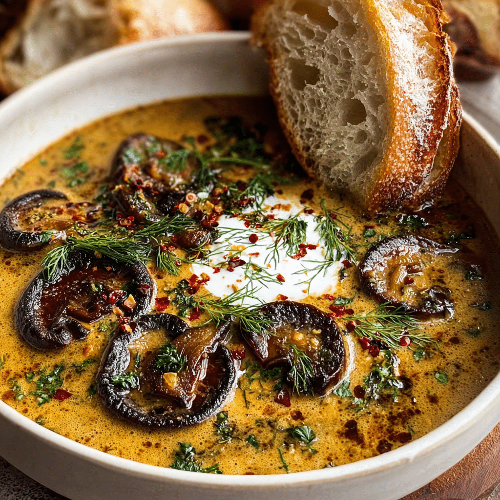 CREAMY MUSHROOM HERB SOUP – COMFORT IN A BOWL Recipe - Recipe Image