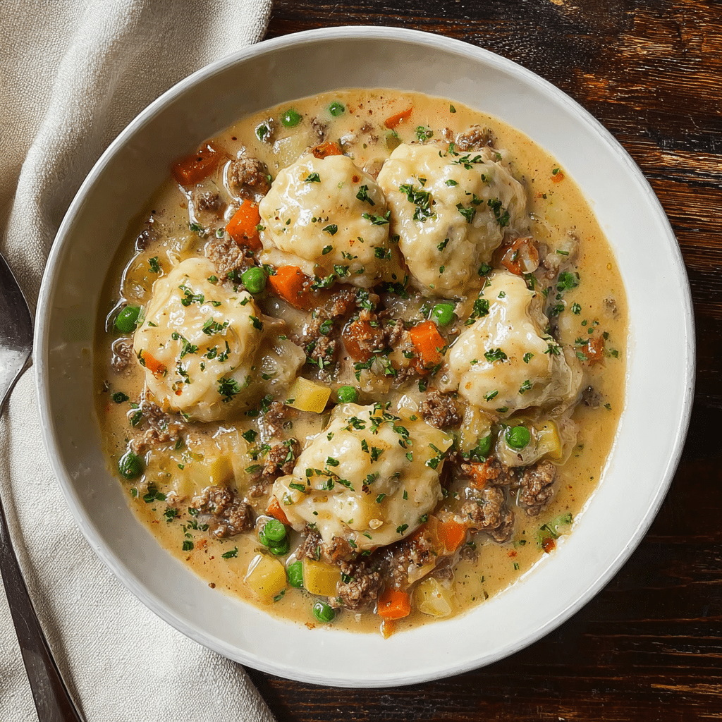 Ground Beef and Dumplings Recipe - Recipe Image