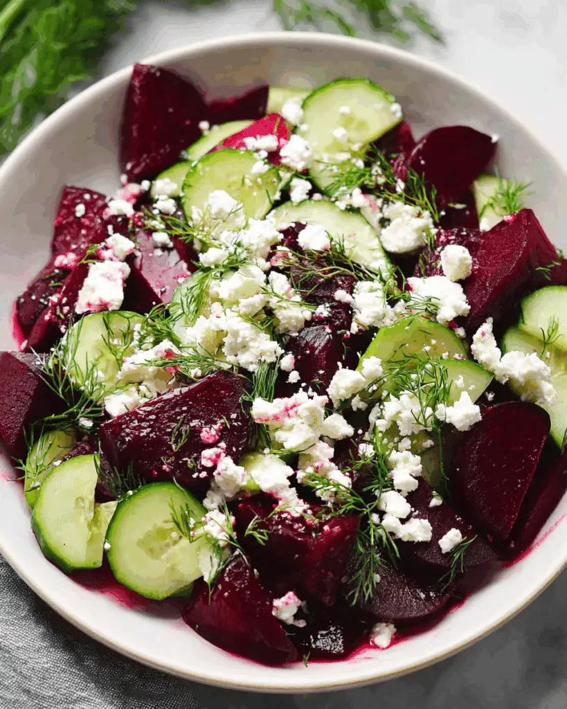beet salad with feta, cucumbers, and dill Recipe