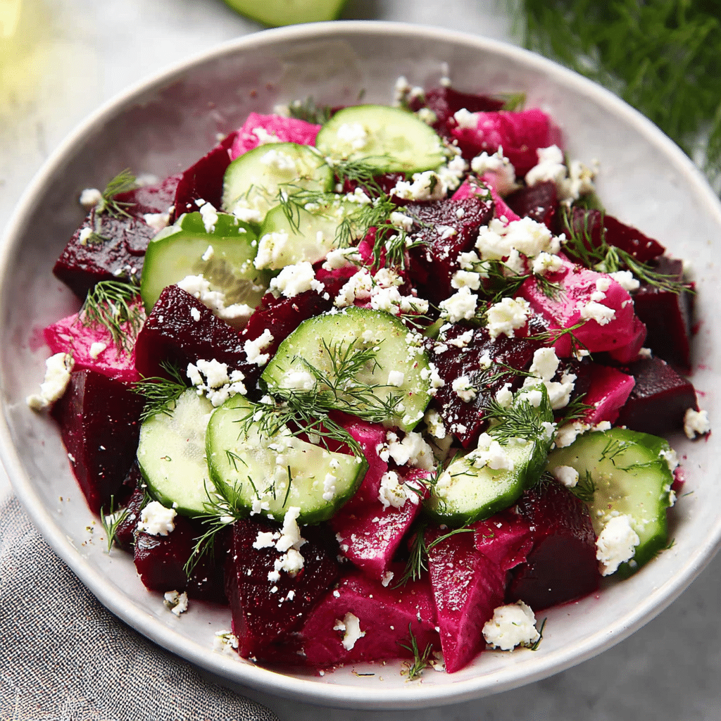 beet salad with feta, cucumbers, and dill Recipe - Recipe Image