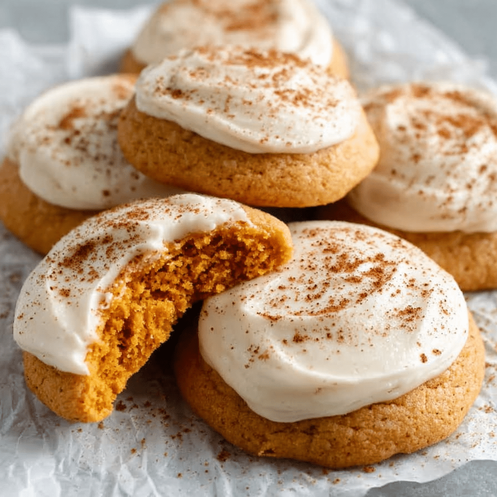 Soft Pumpkin Cookies with Cinnamon Frosting Recipe - Recipe Image