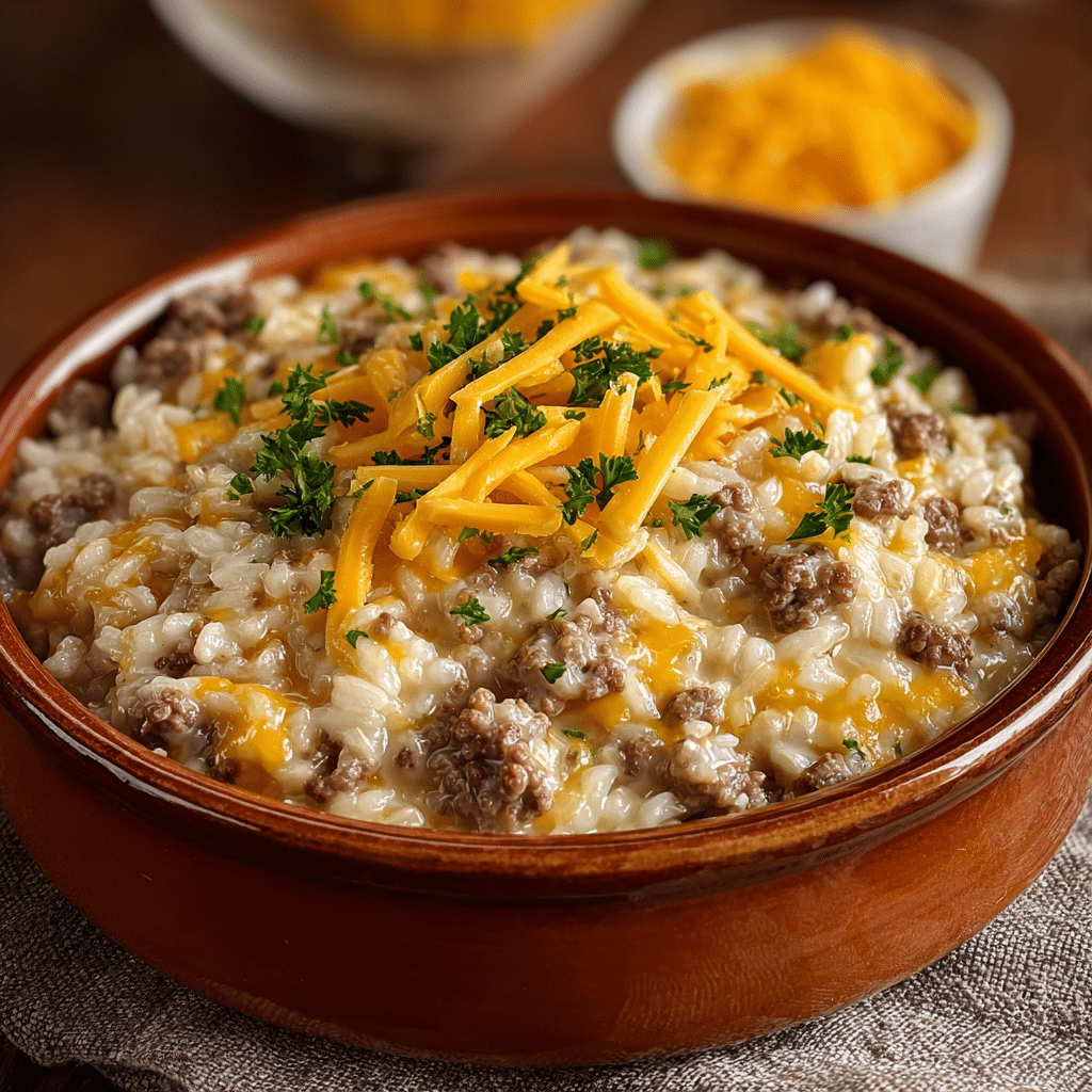 Cheesy Hamburger Rice Casserole Recipe - Recipe Image