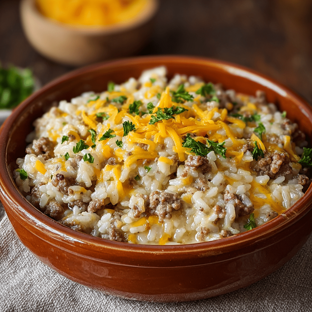 Cheesy Hamburger Rice Casserole Recipe - Recipe Image