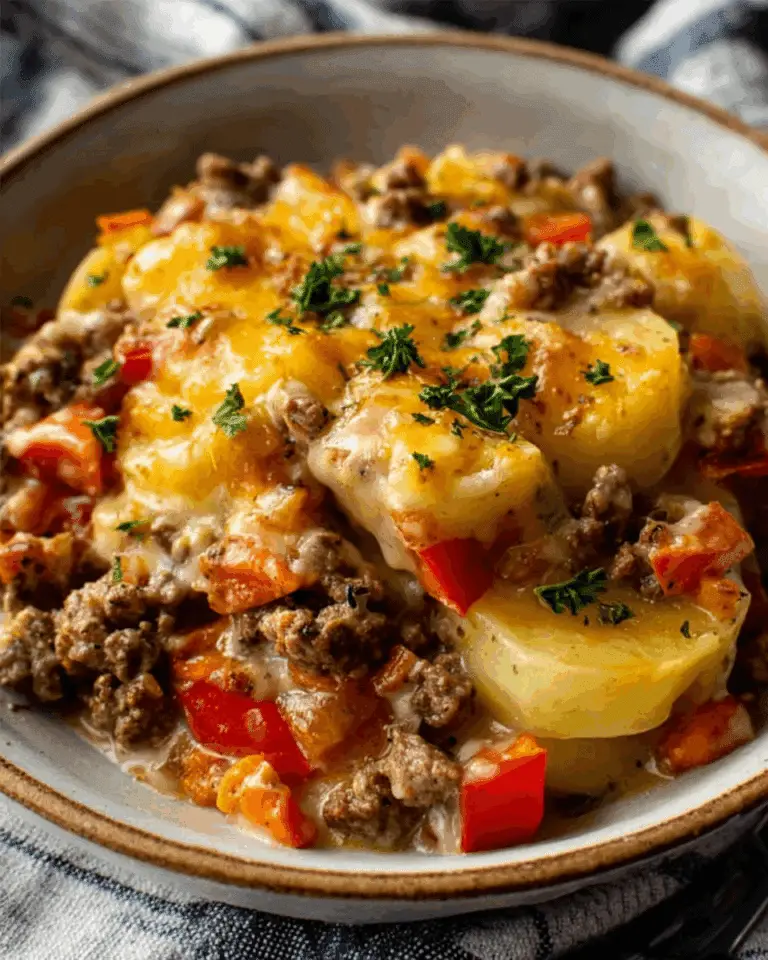 Crockpot Cheesesteak Potato Casserole Recipe
